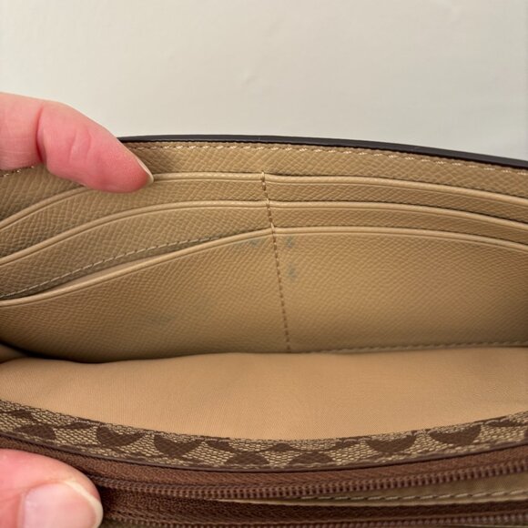 Coach Tan Crossgrain Leather Brown Signature Pop Envelope Wallet - Picture 9 of 16